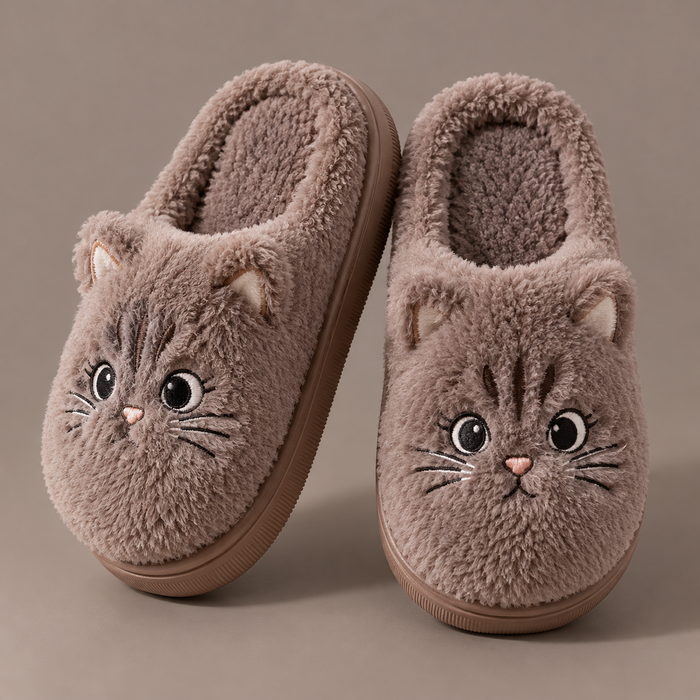 Women's Fuzzy Cat Winter Slippers