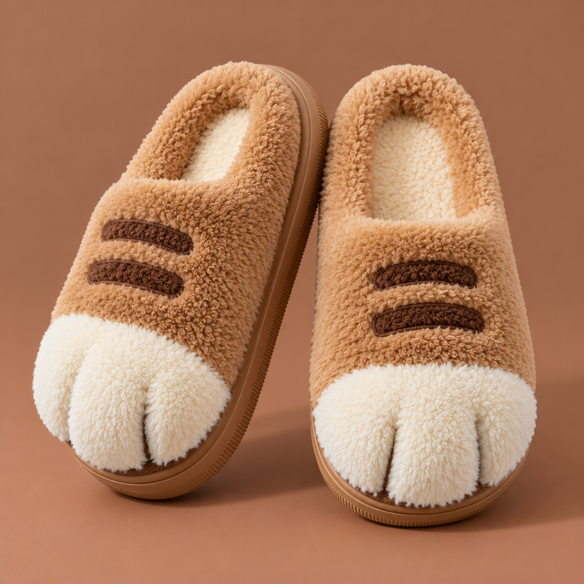 Cartoon Cat Claw Plush Platform Slippers
