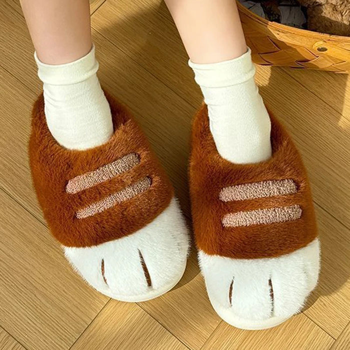 Cartoon Cat Claw Plush Platform Slippers